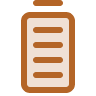 Brown icon of a rectangular power generator with rounded edges and a rectangle on top.