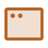 Brown retro television screen icon with rounded corners and two horizontal lines.