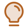 Simple brown light bulb icon with a rounded top and base.