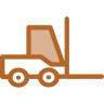 Icon of a forklift truck in brown color.