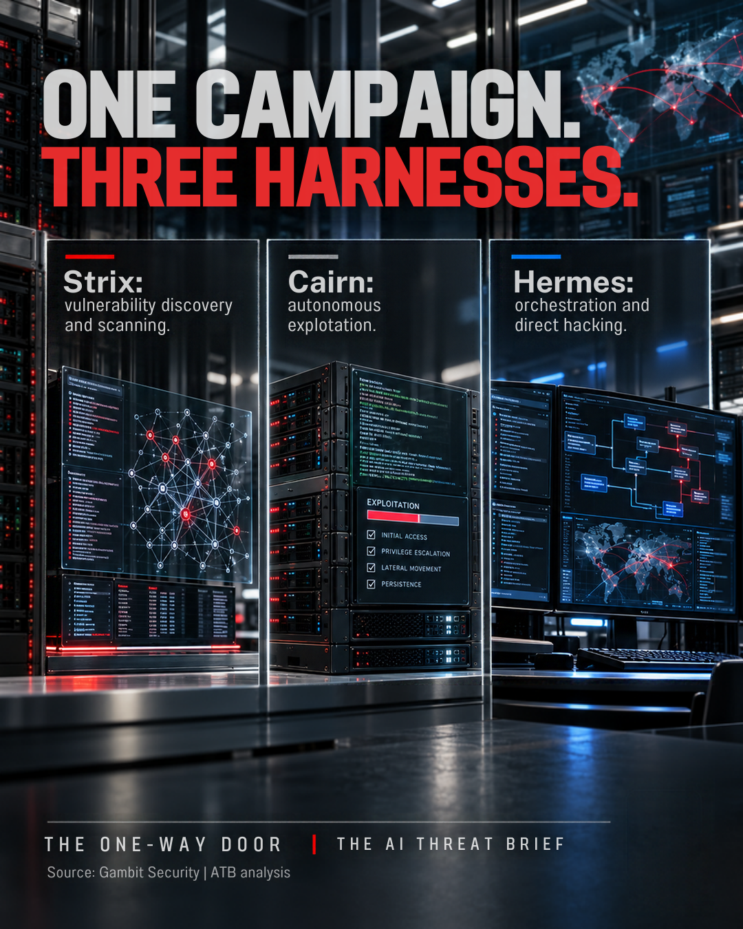 The AI Threat Brief — The One-Way Door F1-P3 carousel, frame 3 of 8