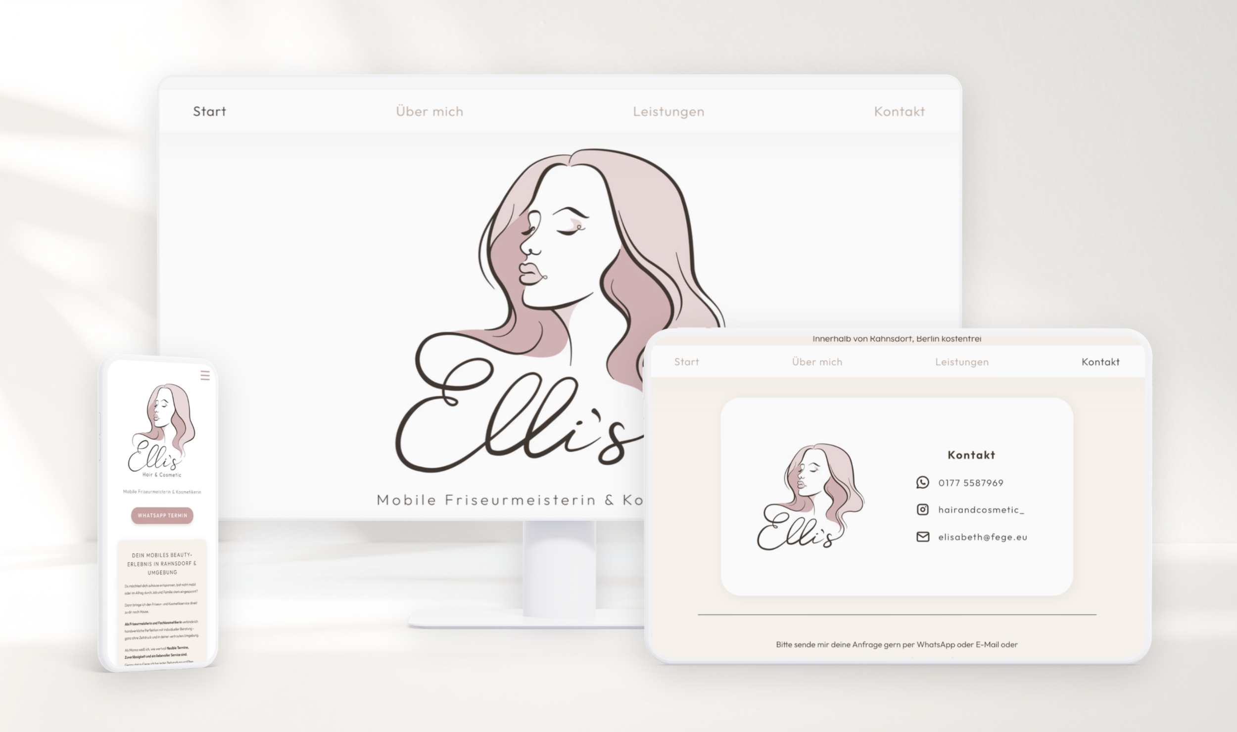 Elli's Hair & Cosmetic branding