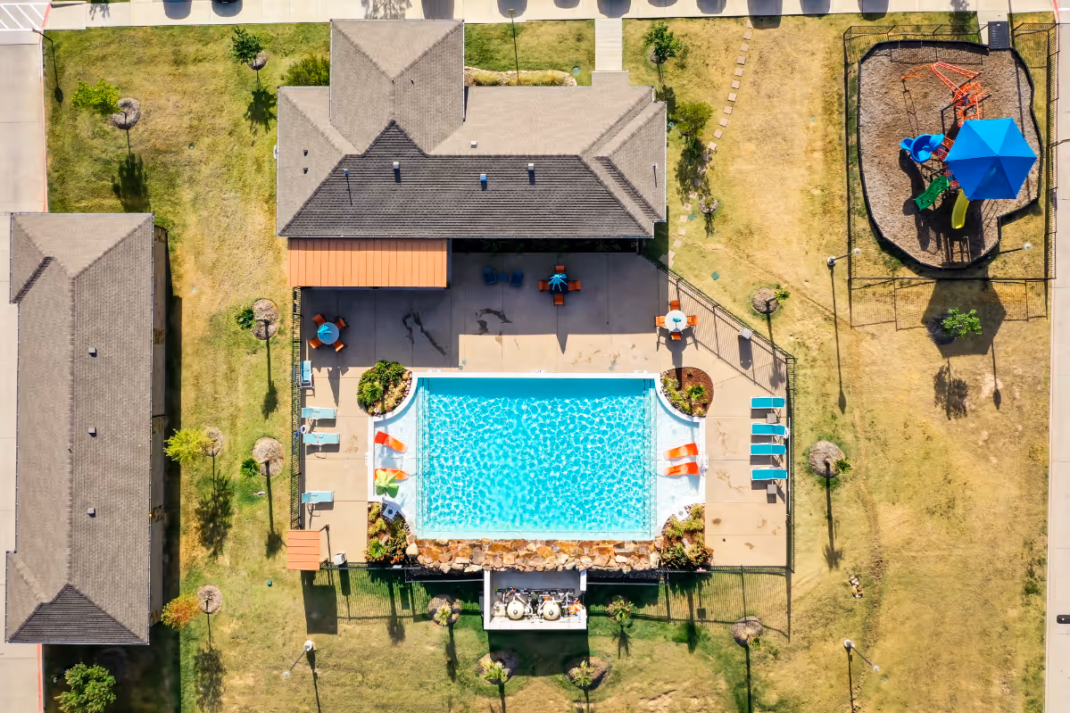 Overhead view of swimming pool