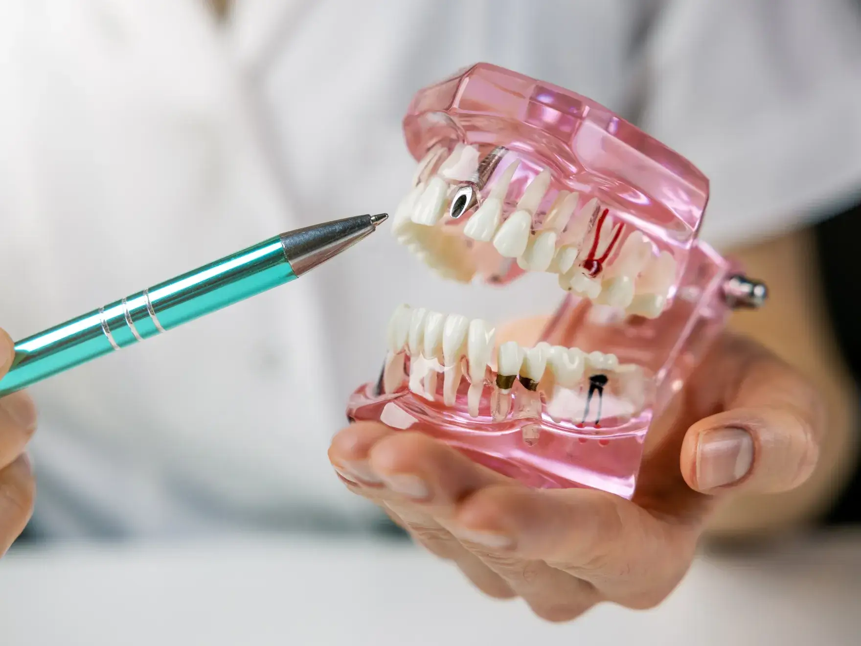 A person holding a toothbrush in their hand.