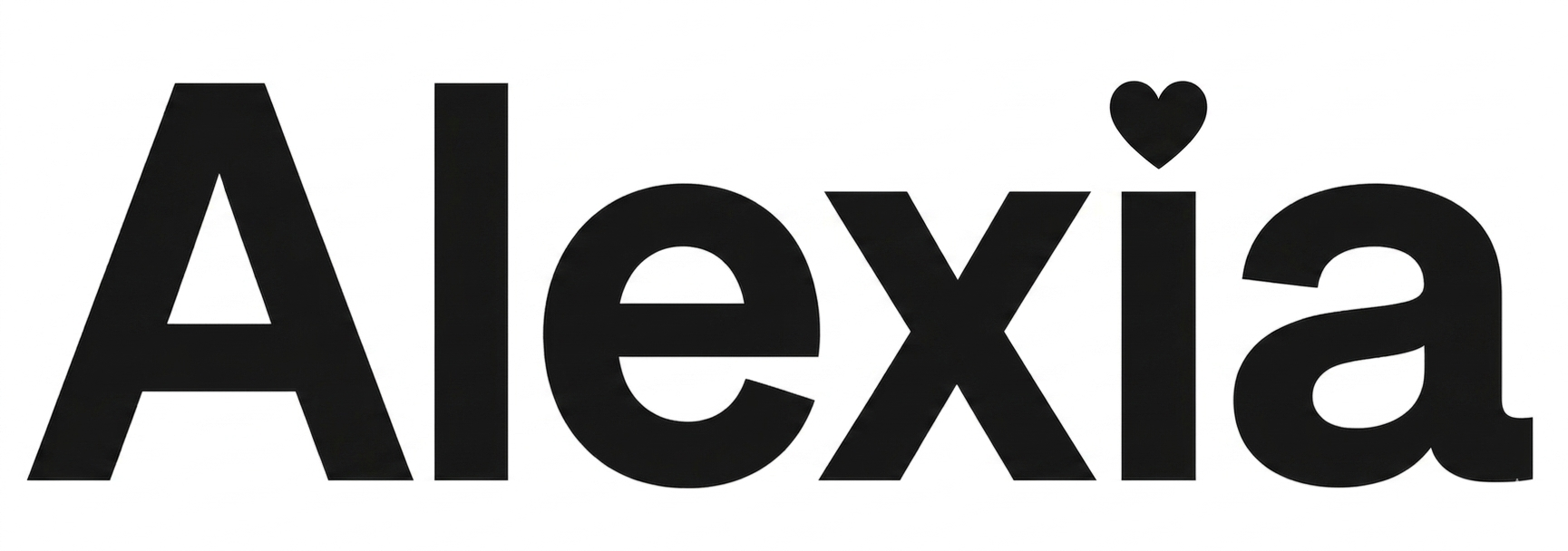 The word 'Alexia' in bold black letters with a heart symbol above the letter 'i'.