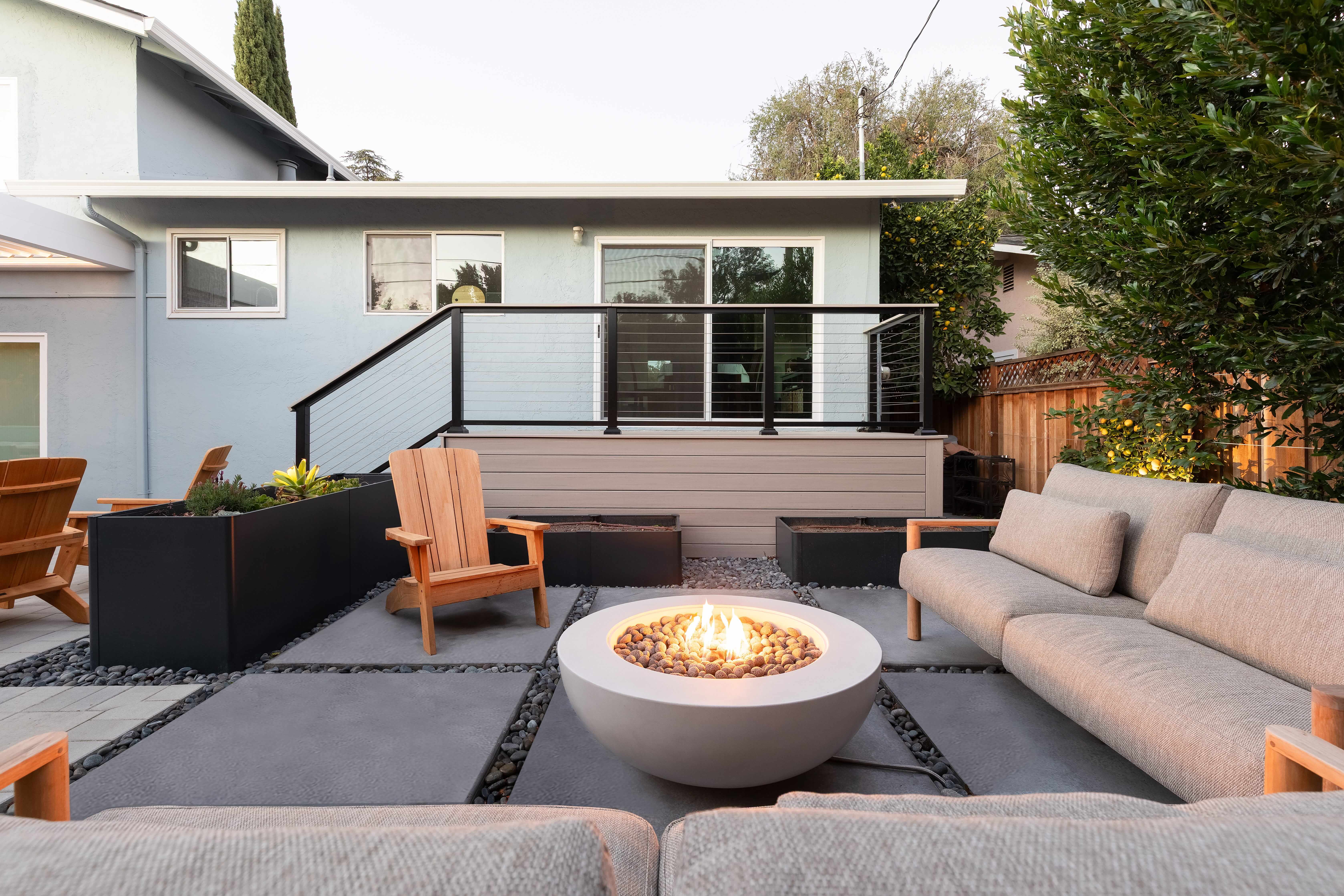 Luxury outdoor features in a backyard landscape