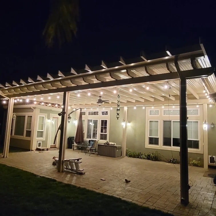 patio cover at night lights