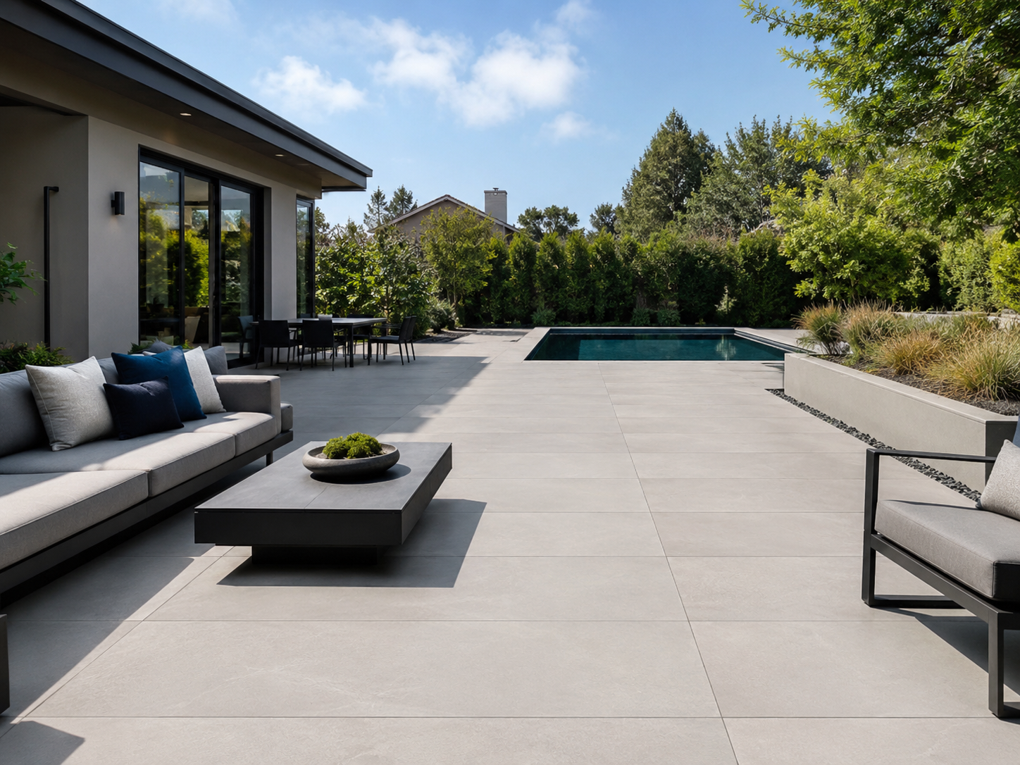 Porcelain paver patio