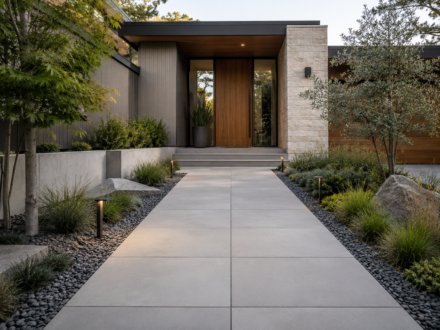 Porcelain paver walkway