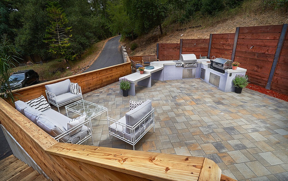 Custom outdoor kitchen and fireplace 