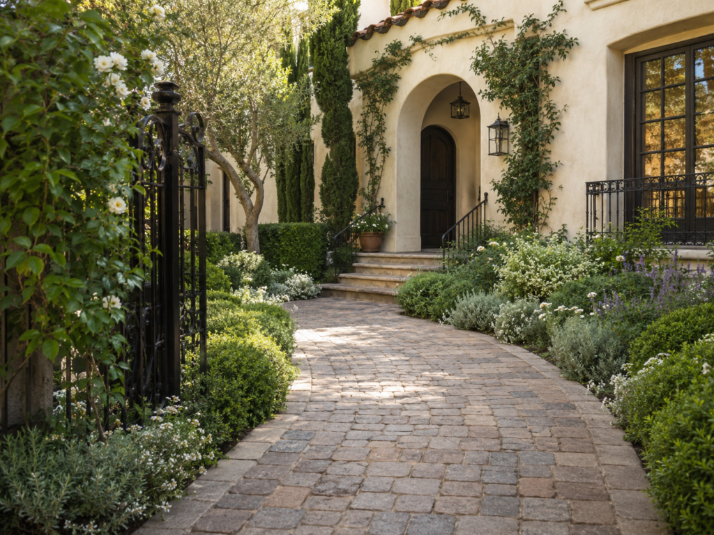 Cobblestone paver walkway