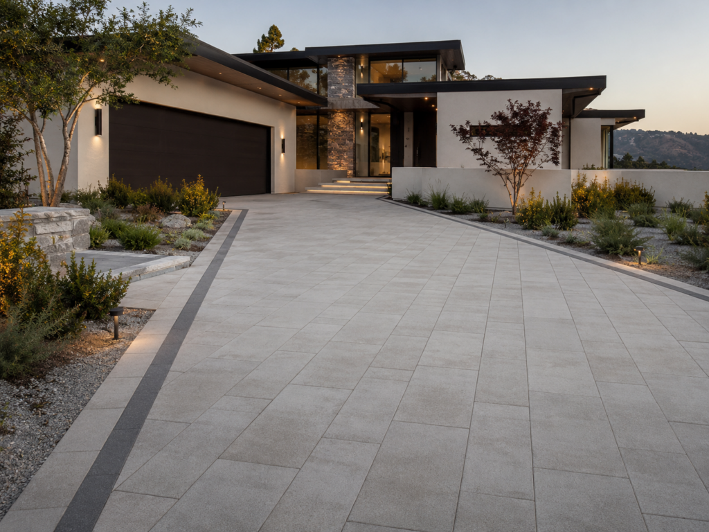 Modern paver driveway