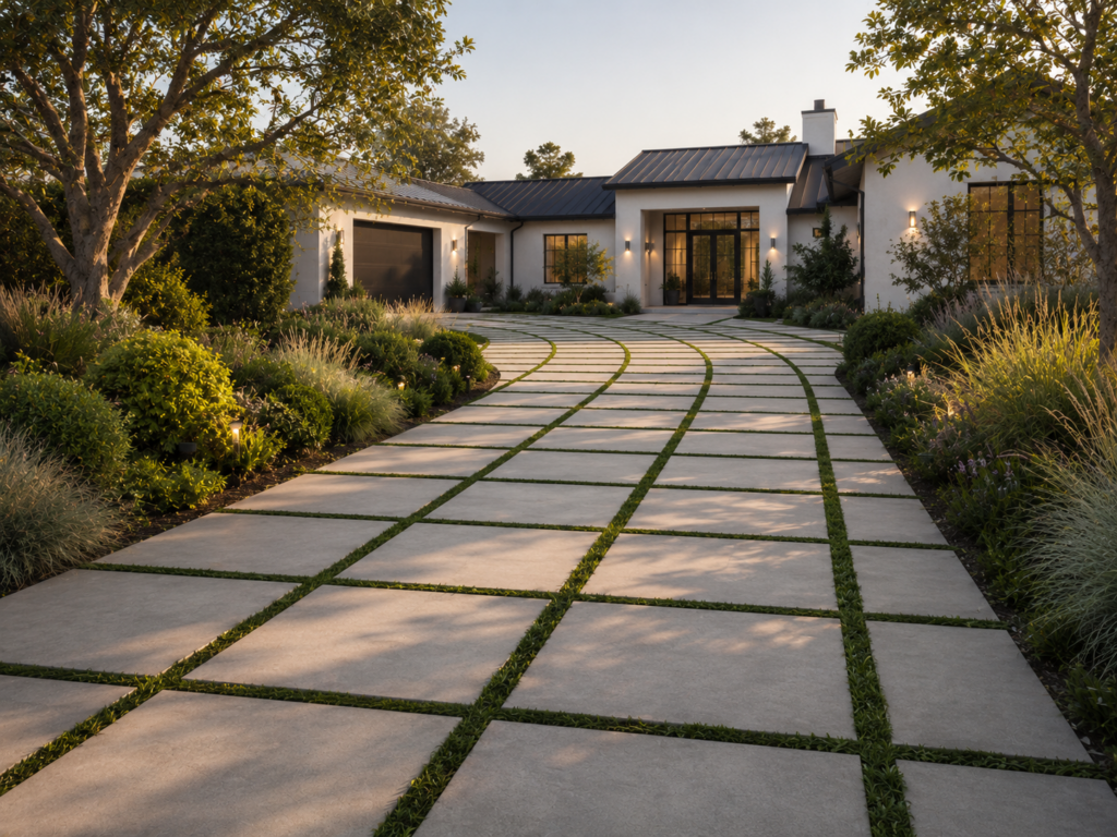 Grass joint paver driveway