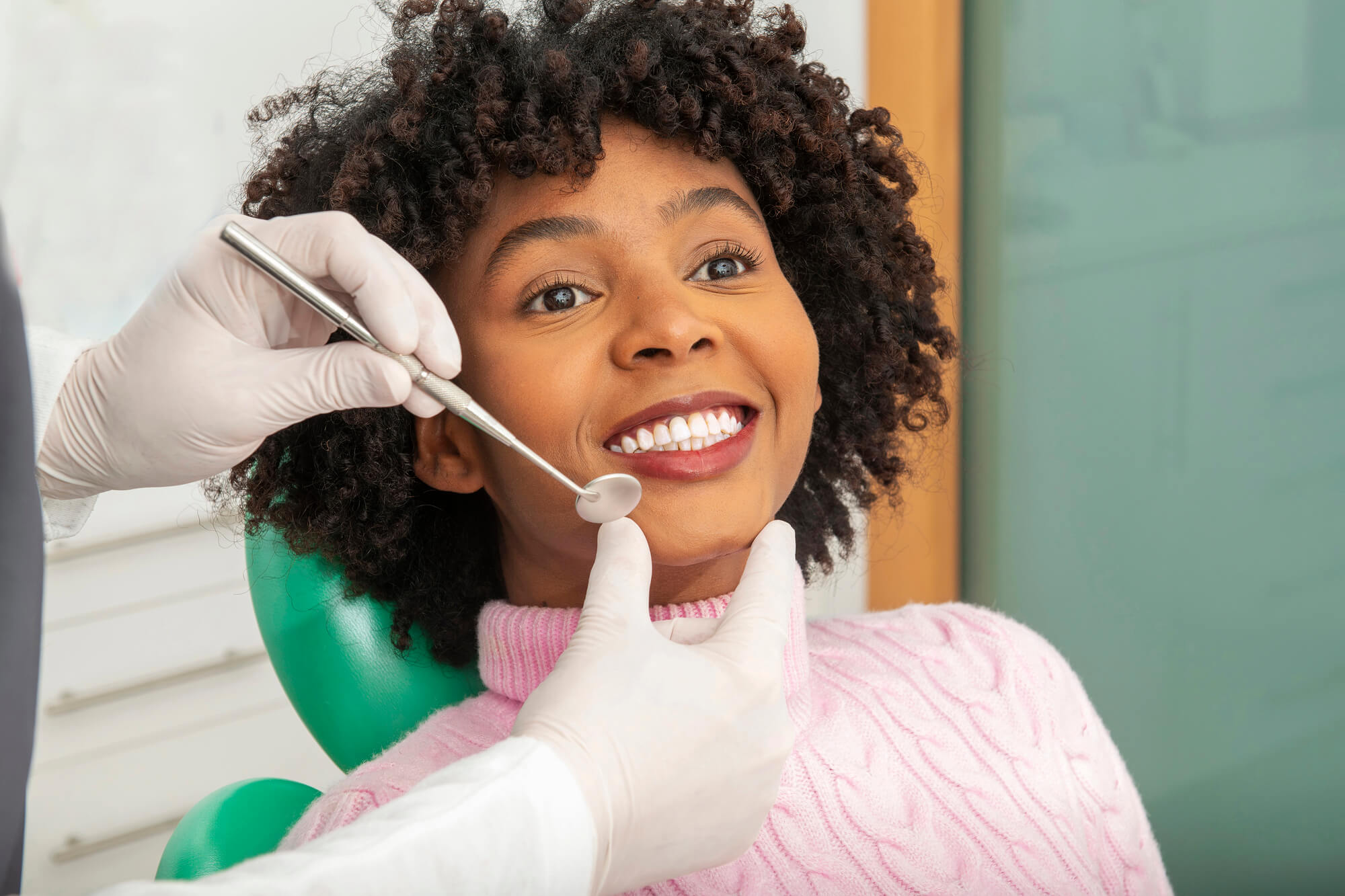 woman getting a dental check-up