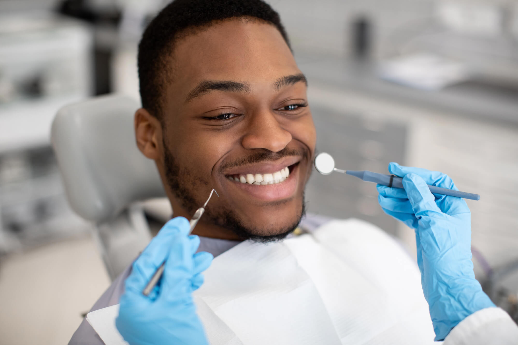 man getting a dental check-up