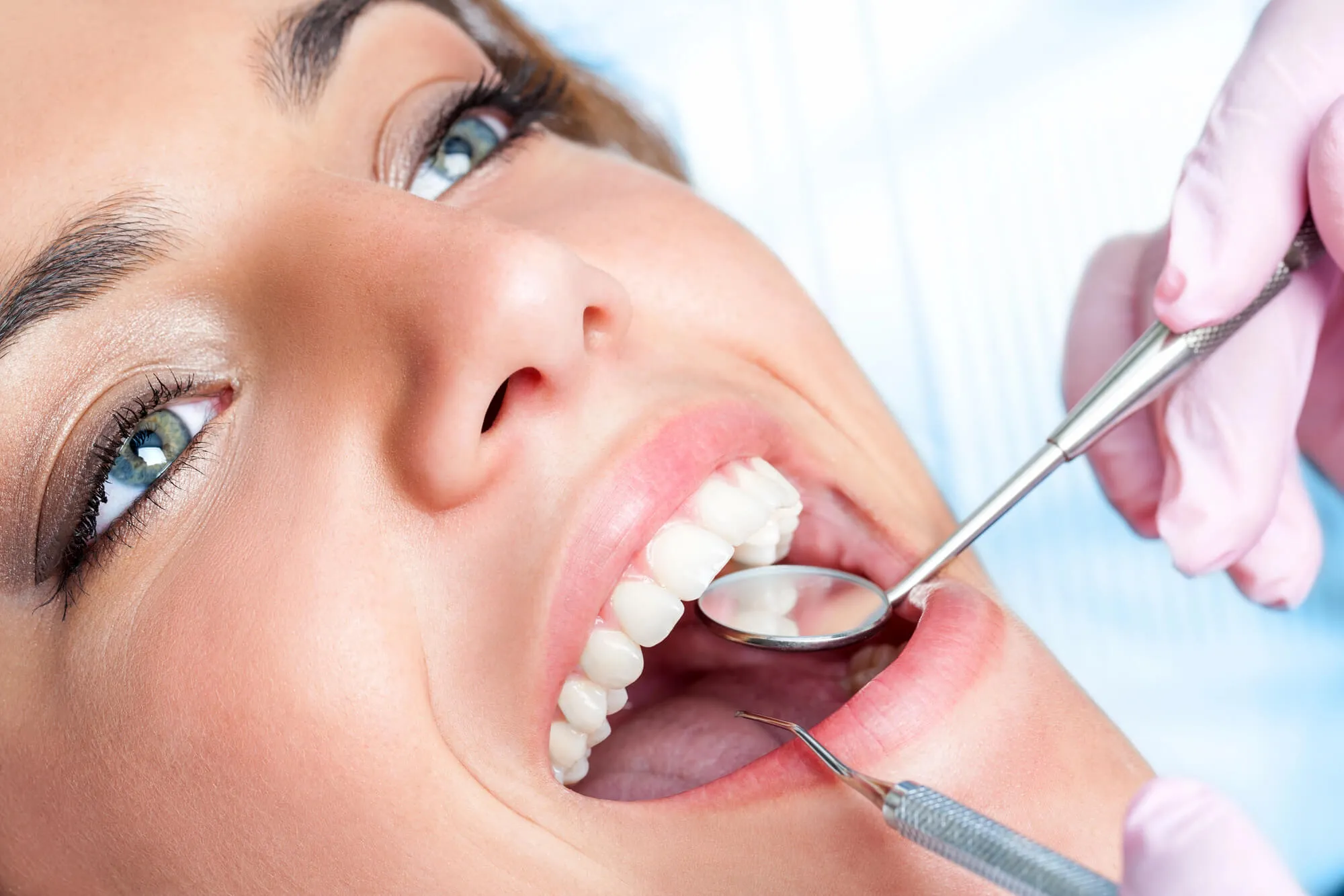 woman getting a dental exam