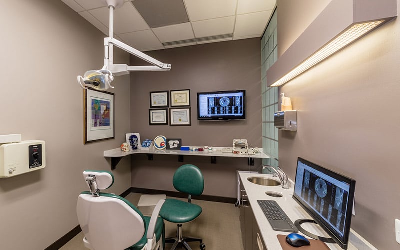 dental chair with computer and digital technology