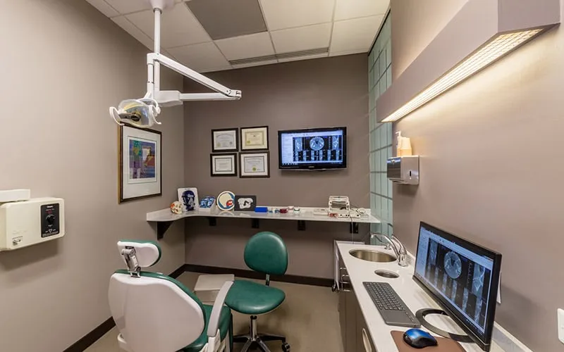dental chair with computer and digital technology