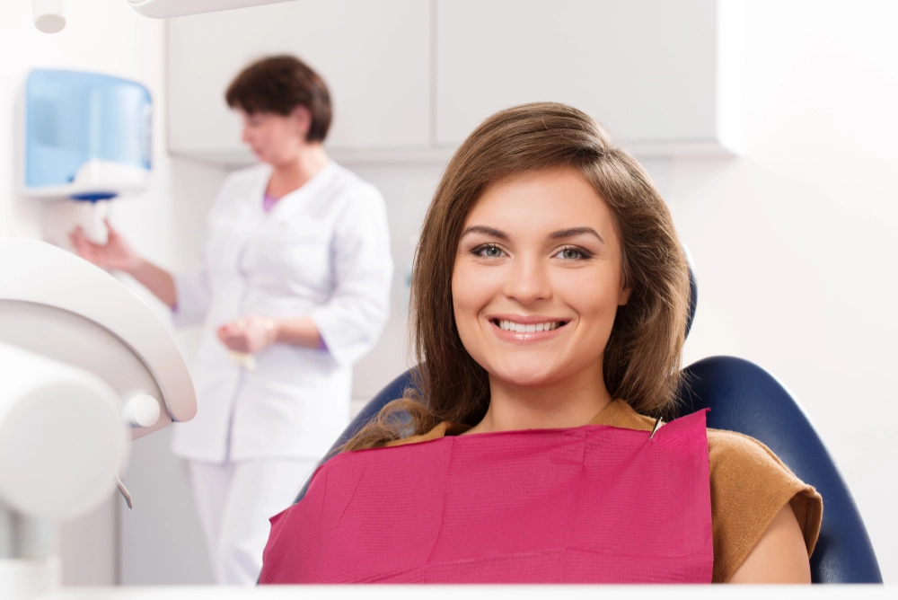 woman smiling at the dentist