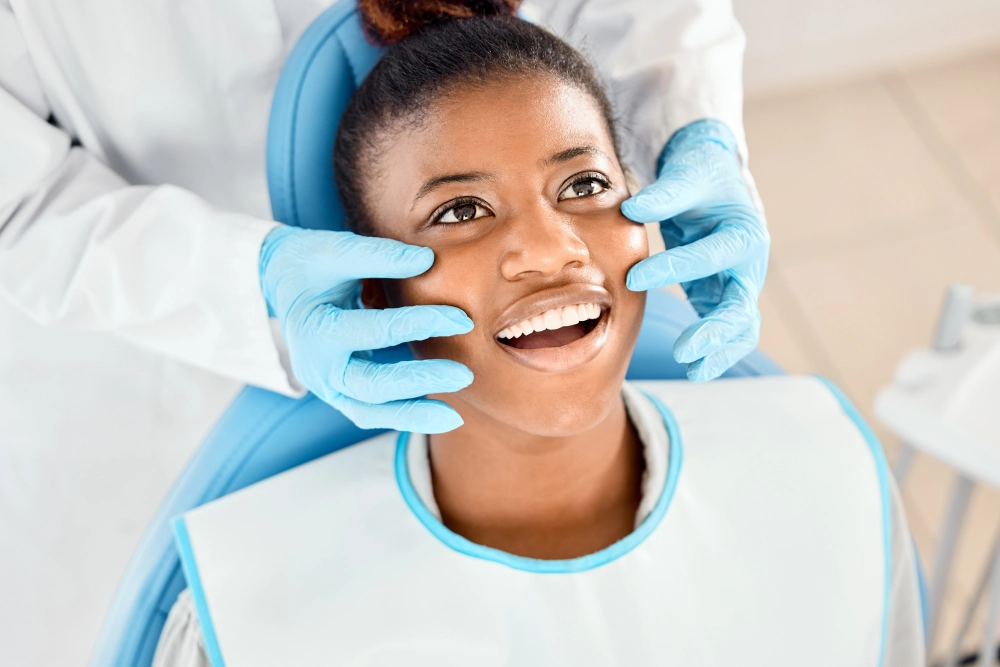woman getting a dental exam