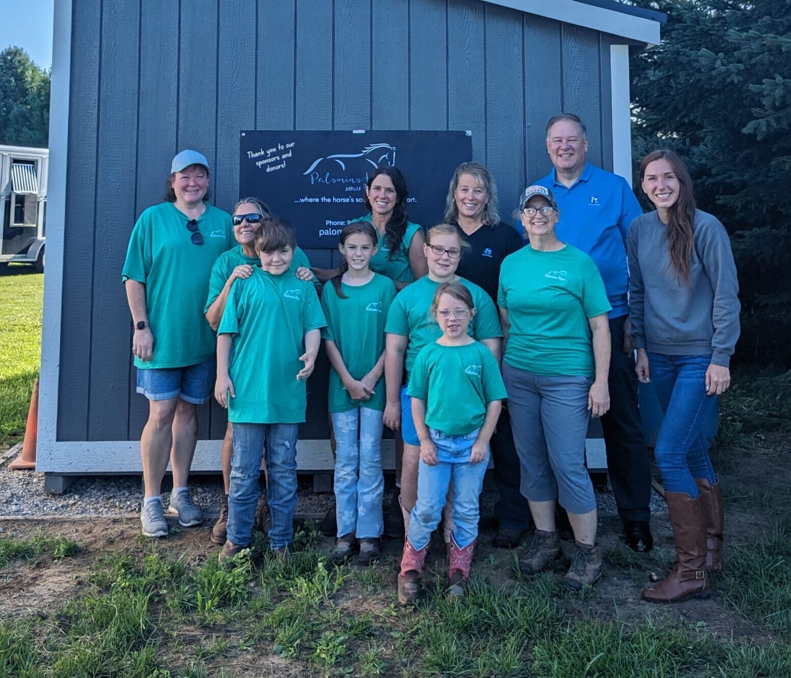 Children participating in equine therapy through Palomino Hope
