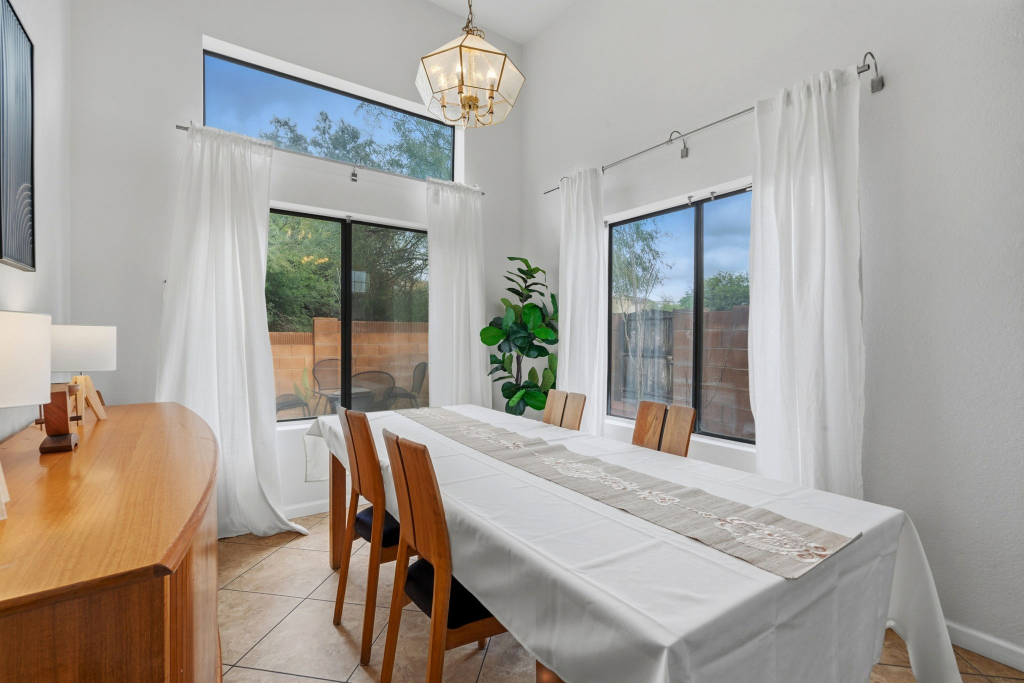 Bright dining room and open plan interior