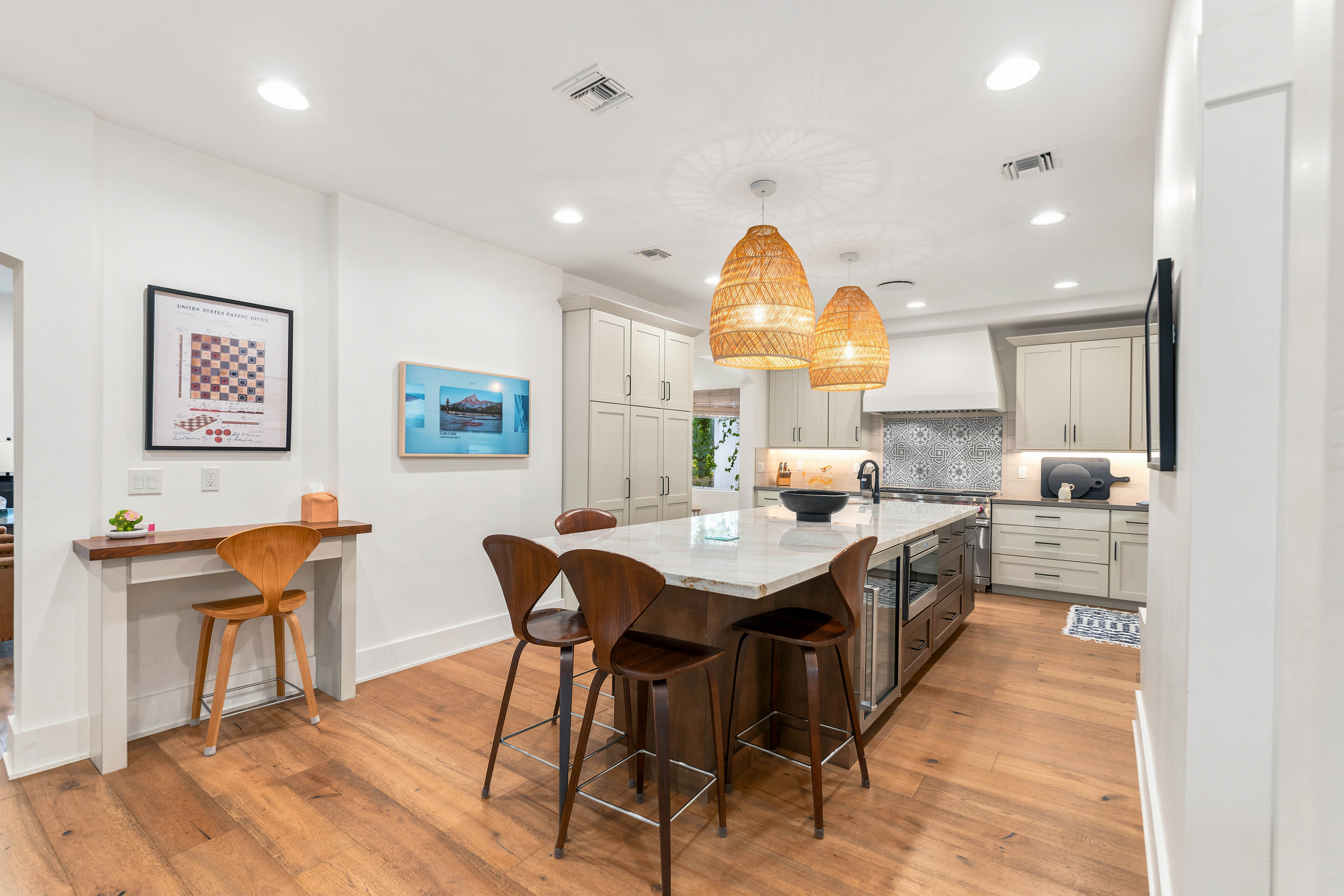 Kitchen edited in Fuse: Clean whites, vivid wood tones, and a bright overall finish.