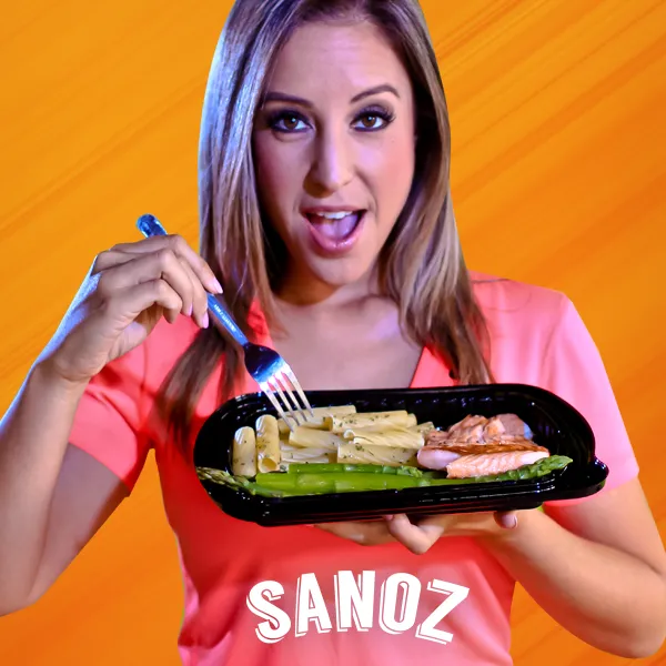Sanoz Food branding: logo, labels, menus, and social media assets