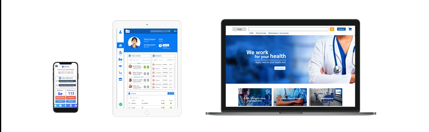 Medi-Sci patient mobile app and clinical tablet app 