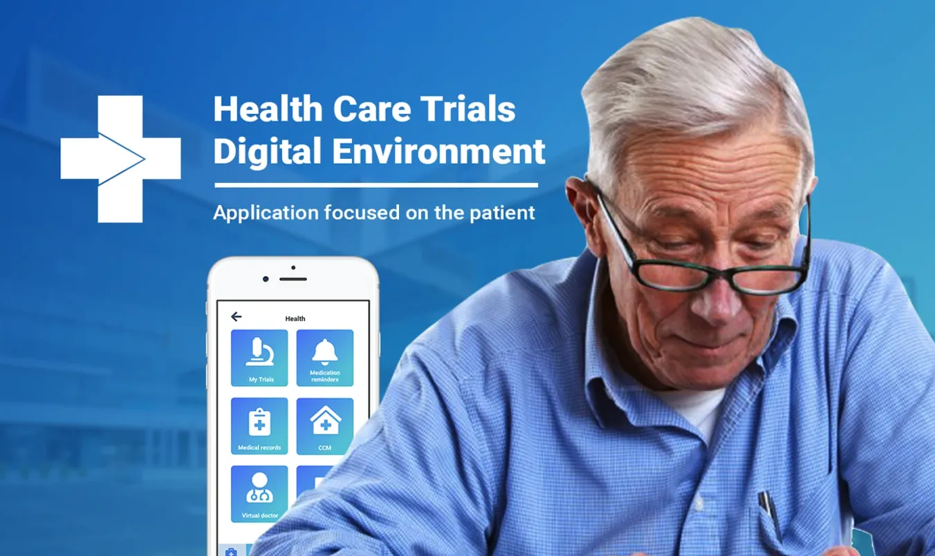Medi-Sci product screens organized by user context: patient, clinical team, and sponsor