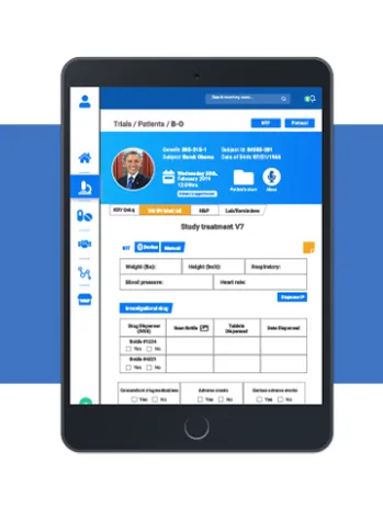Medi-Sci clinical tablet app screens for the medical team