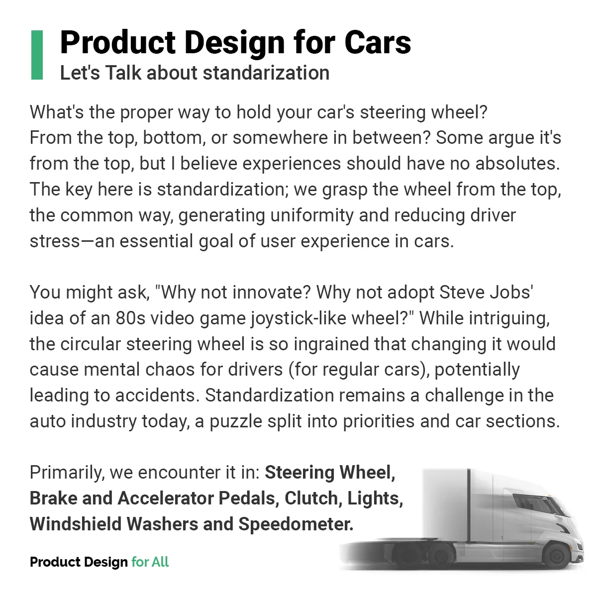 Product Design for All: why standardized car controls reduce driver stress
