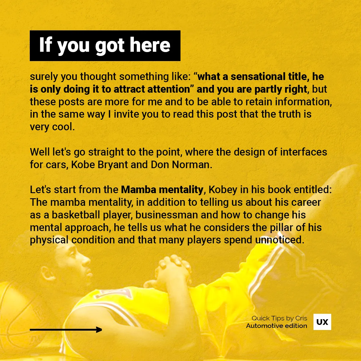 UX Quick Tips Automotive Edition: applying the Mamba mentality to product design