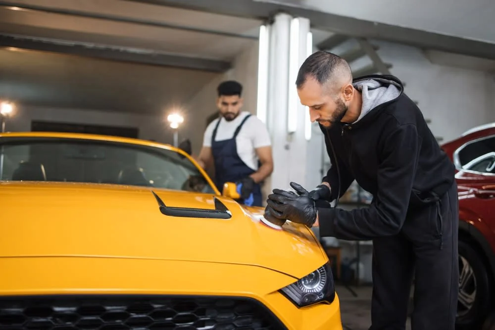 Fender detail showing precise paintless dent repair work