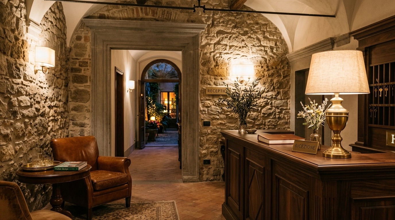 Tour 360 della reception di un hotel boutique