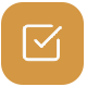 White Checkmark Icon in a gold square with rounded corners.