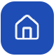 White House Icon in a medium blue square with rounded corners.