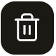 White Trashcan Icon in a black square with rounded corners.
