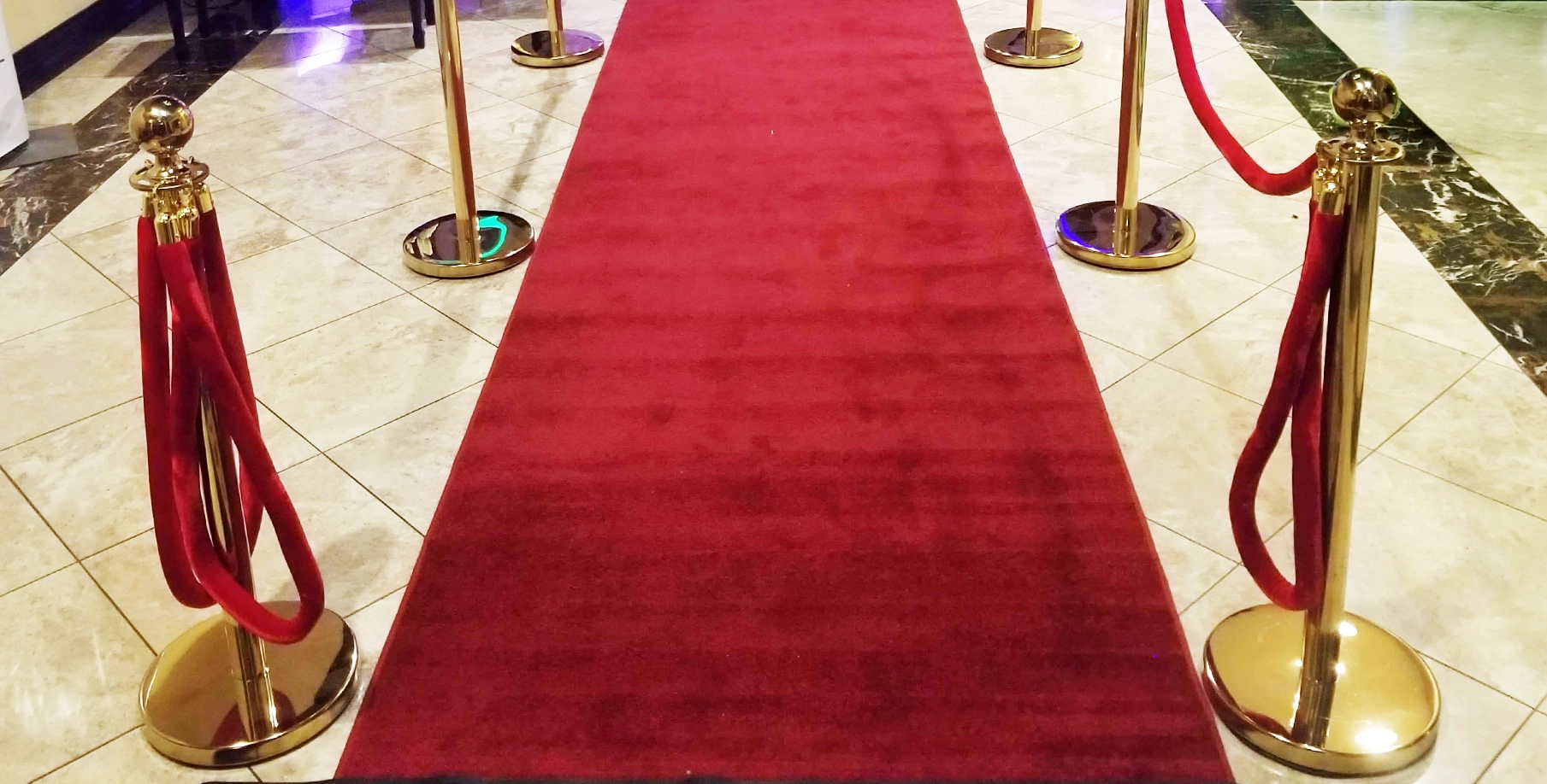 Closeup of our Red Carpet & stanchions to show the cleanliness and fluff level.