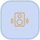 Gold Speaker Icon in a light blue square with rounded corners.
