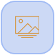 Gold Slideshow Icon in a light blue square with rounded corners.