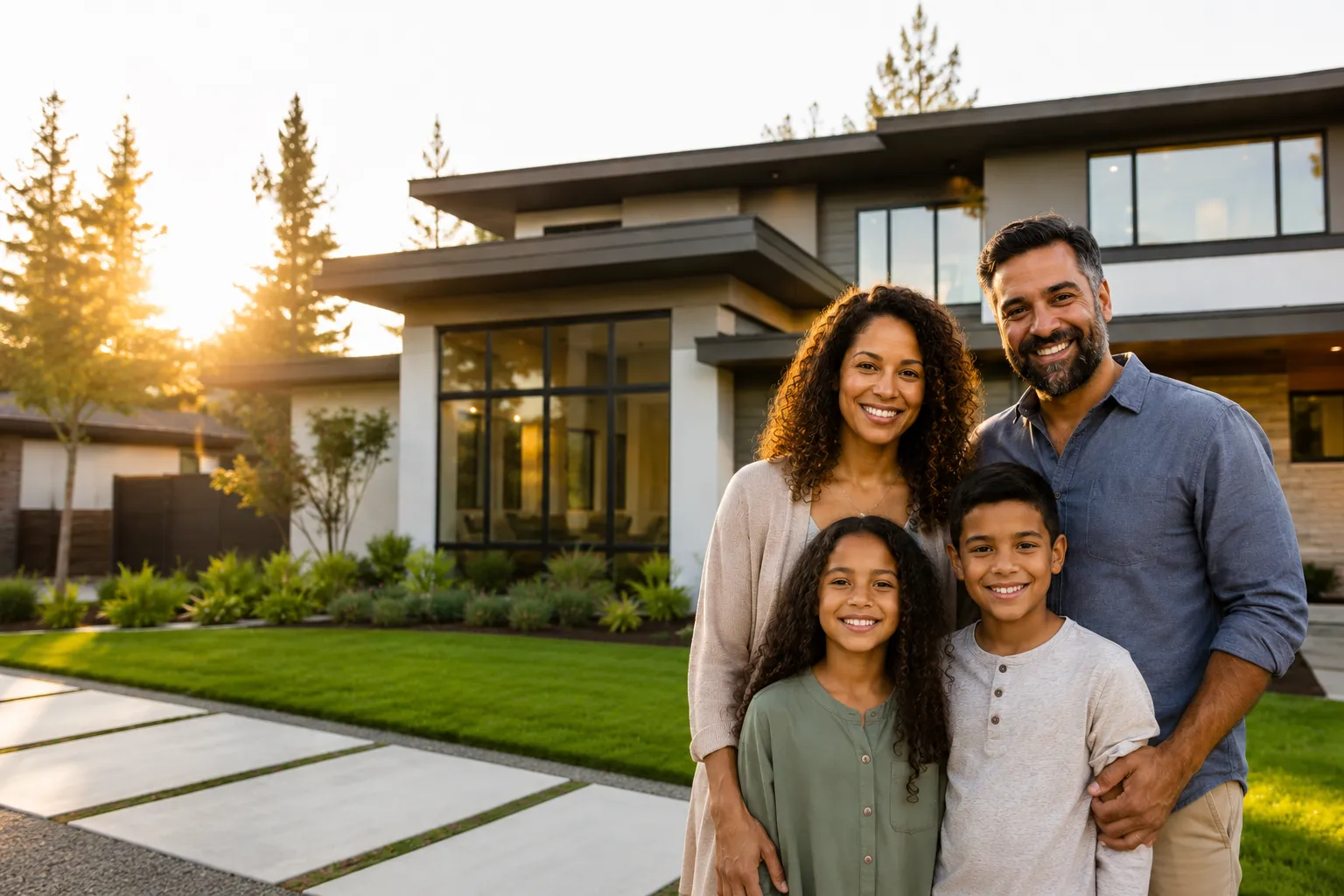 Happy Family buying their home