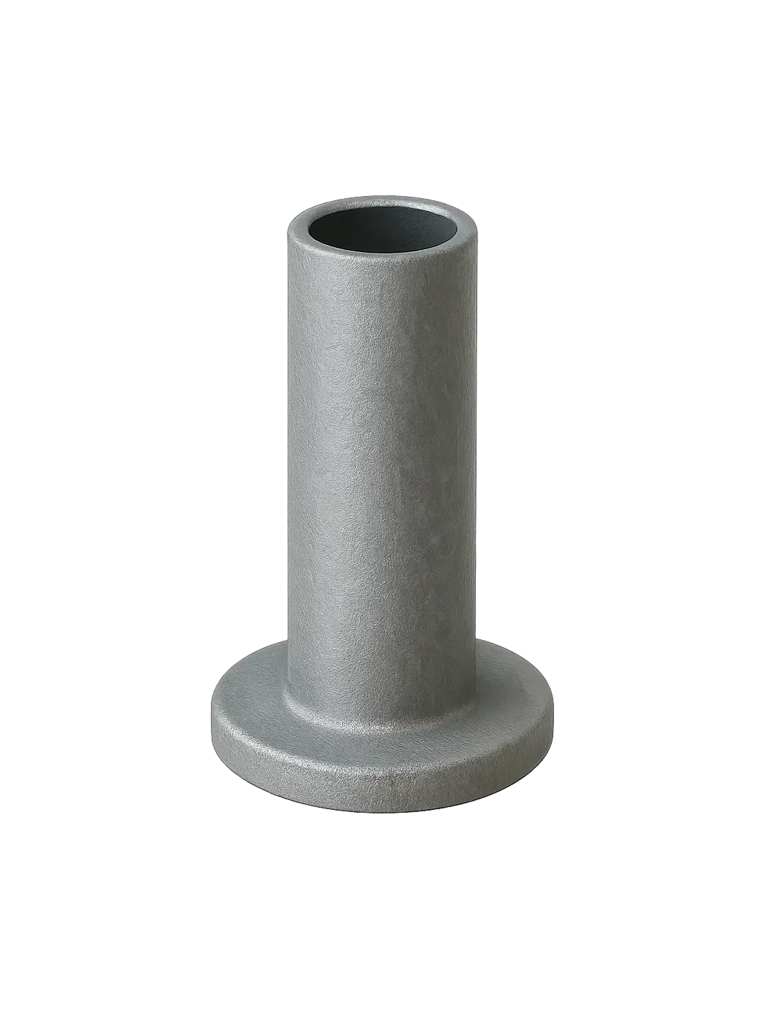 Gray Zinc Flake cylindrical metal spacer with a hollow center and a wider base flange.