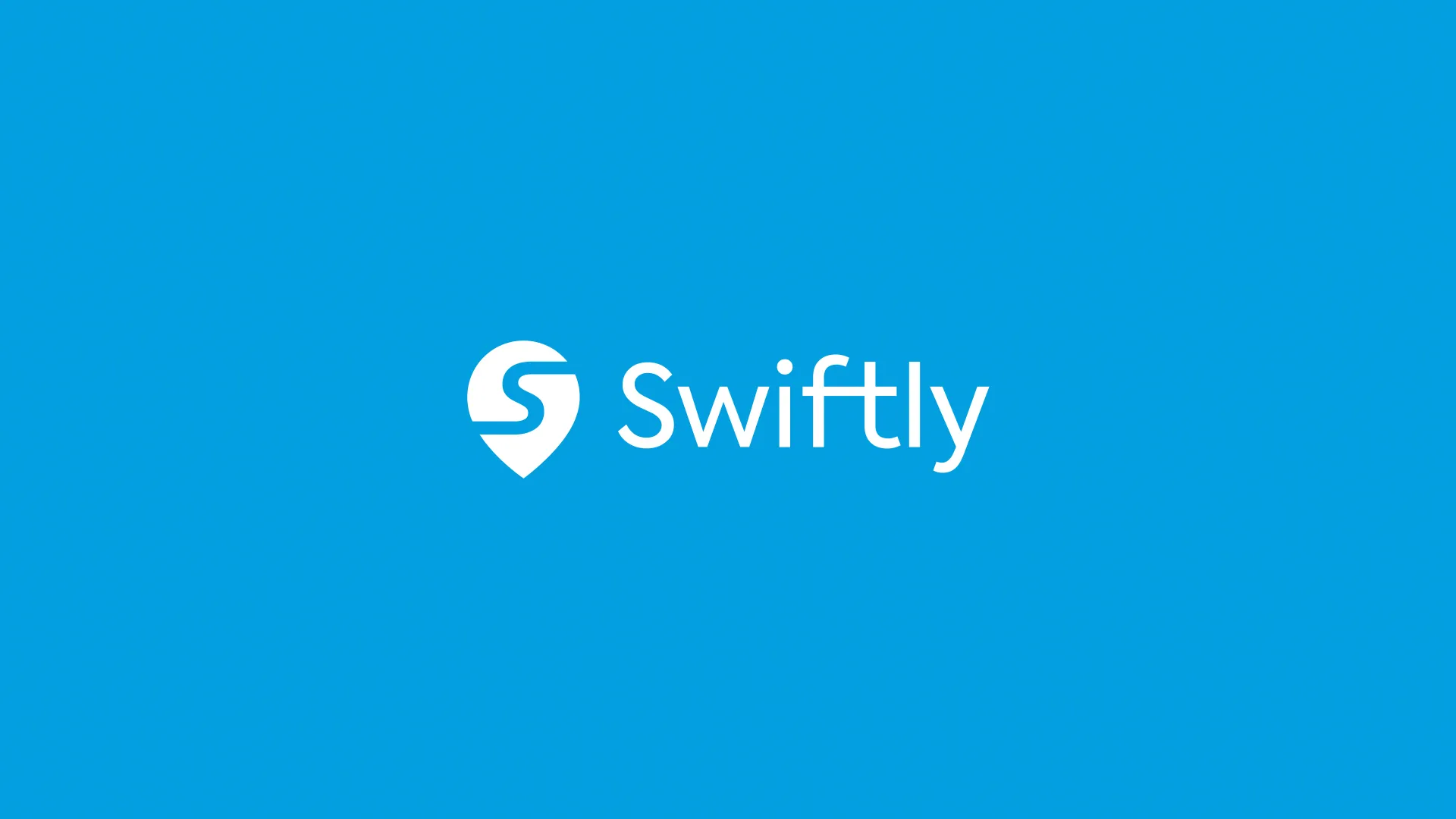 Swiftly logo on a blue background.