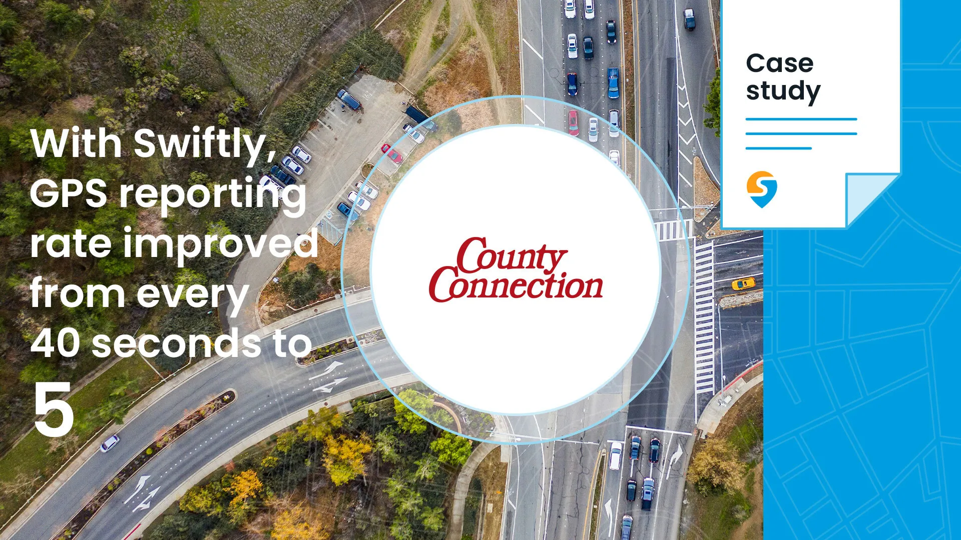 Graphic showing County Connection improved data accuracy with Swiftly