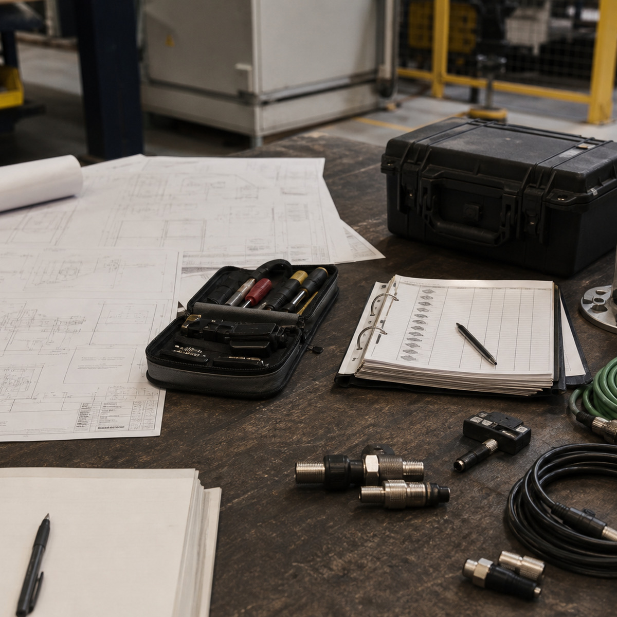 Robot integration drawings, service equipment and lifecycle planning artifacts arranged for commercial robot cost and TCO review.
