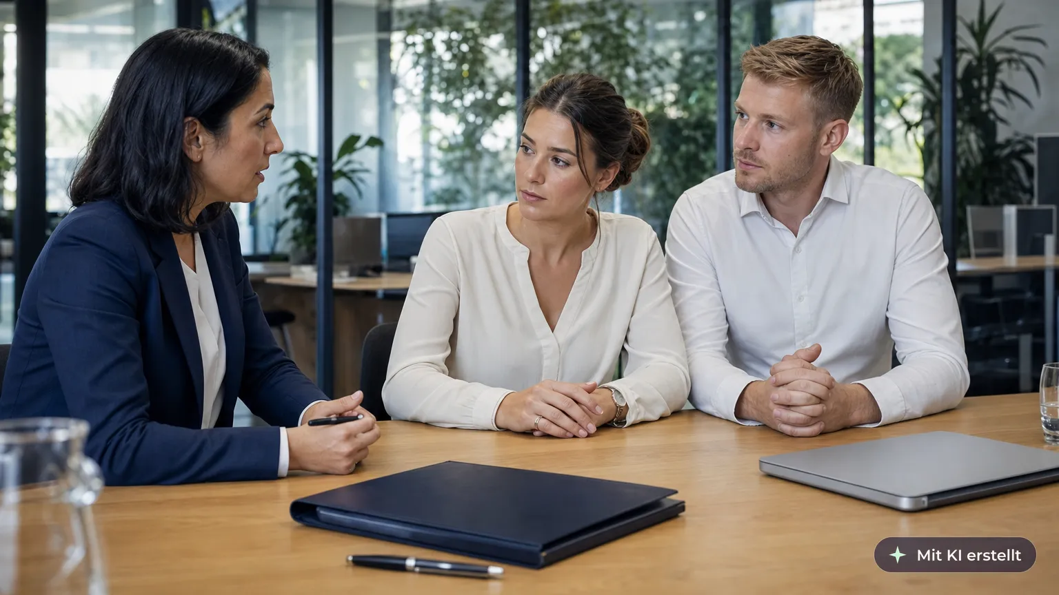Notary asks a couple how they will pay the purchase price before notarising their apartment purchase
