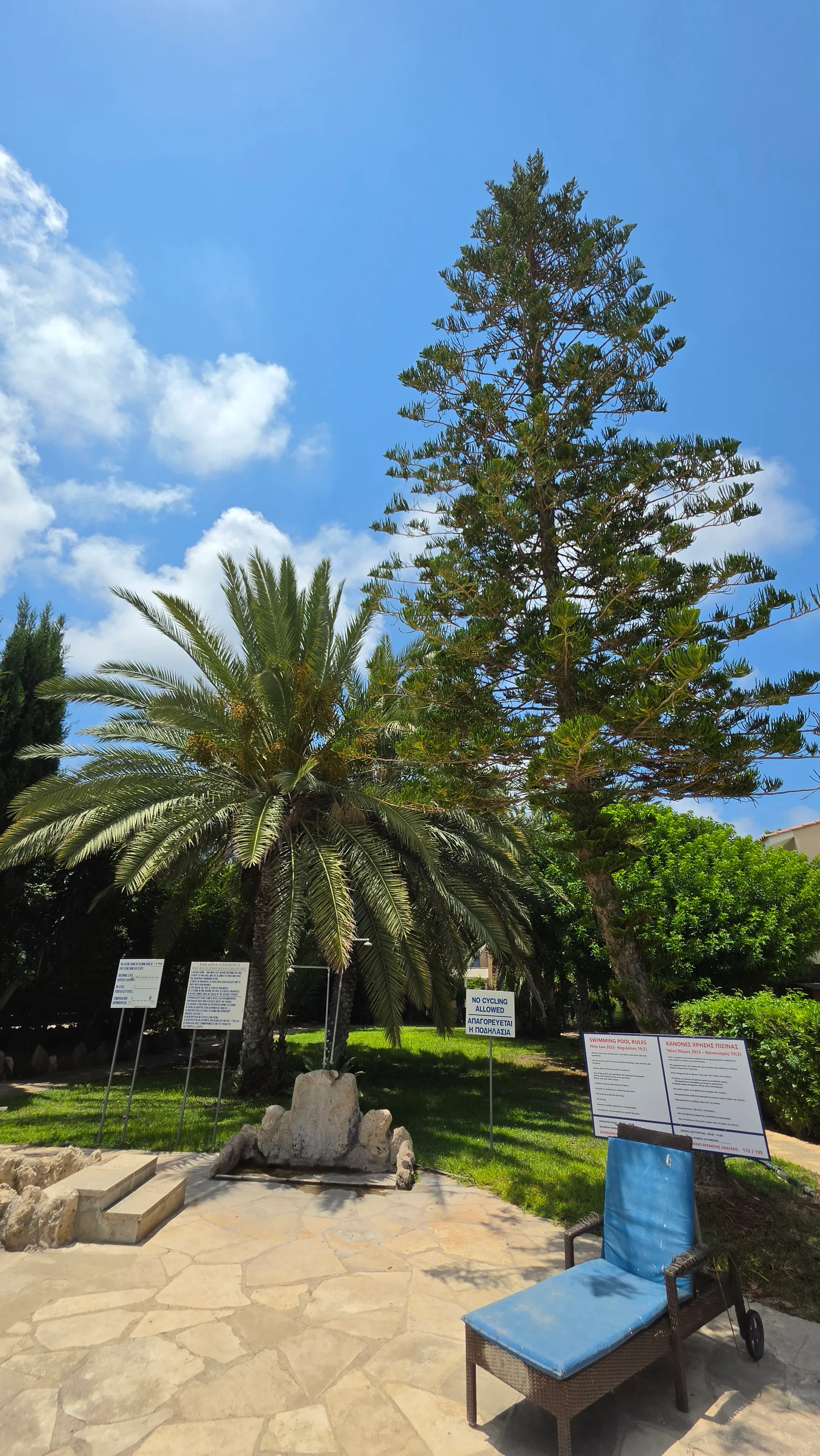 Palm trees and lawn in the Paradise Gardens complex, Paphos