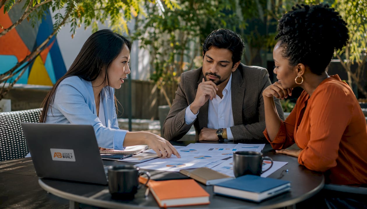 Diverse executives in asset monetization discussion