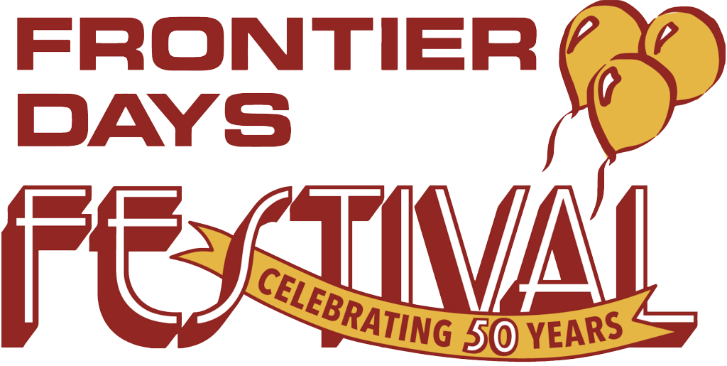 Frontier Days Festival logo with three balloons and a banner reading Celebrating 50 Years.